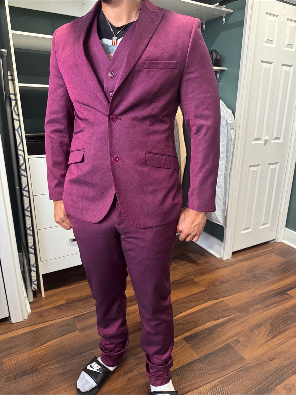Men's Plum Three-Piece Suit - Un Tailored Plum Blazer, Vest & Pants
